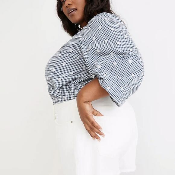 Madewell Gingham Check Embroidered Button Back Shirt 1X - Picture 2 of 13